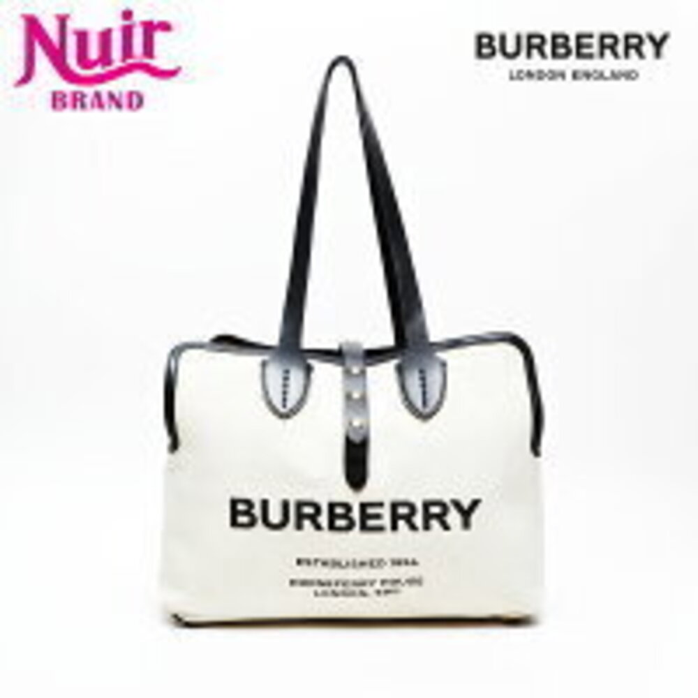 Burberry canvas logo shoulder bag beige